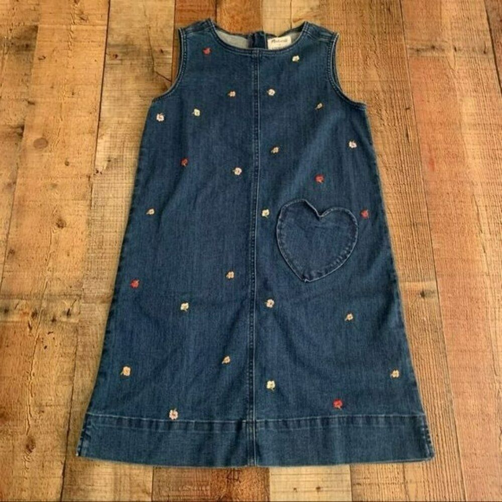 Madewell + crewcut Floral Embroidered Denim Tank Top Dress - 10